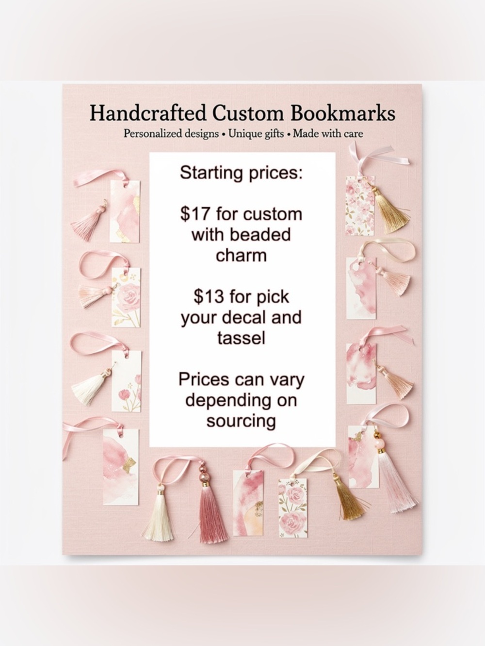 Custom handcrafted bookmarks